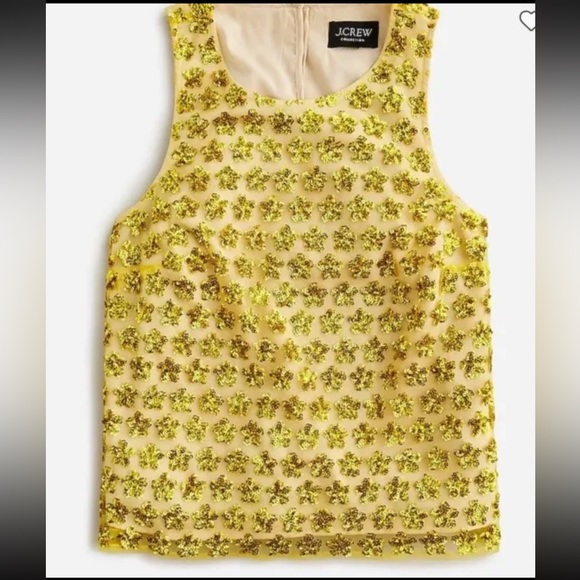 J. Crew Collection Sleeveless Yellow Sequin Flowers Tank Top M NWT ($198) - Picture 3 of 8